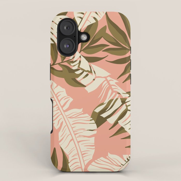 Jungle Leaf Coral Pink iPhone Case Gallery Image 1