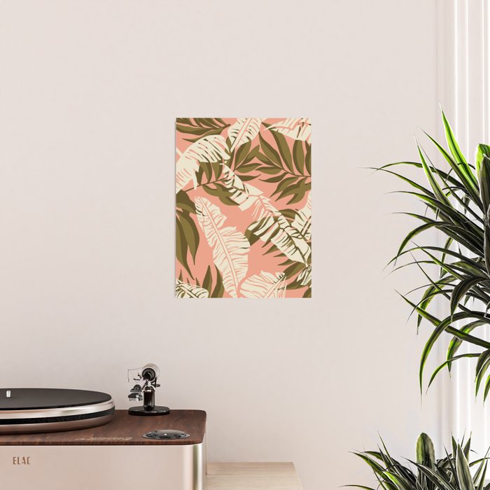 Jungle Leaf Coral Pink Poster Gallery Image 2
