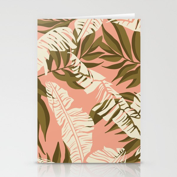Jungle Leaf Coral Pink Stationery Card Gallery Image 2