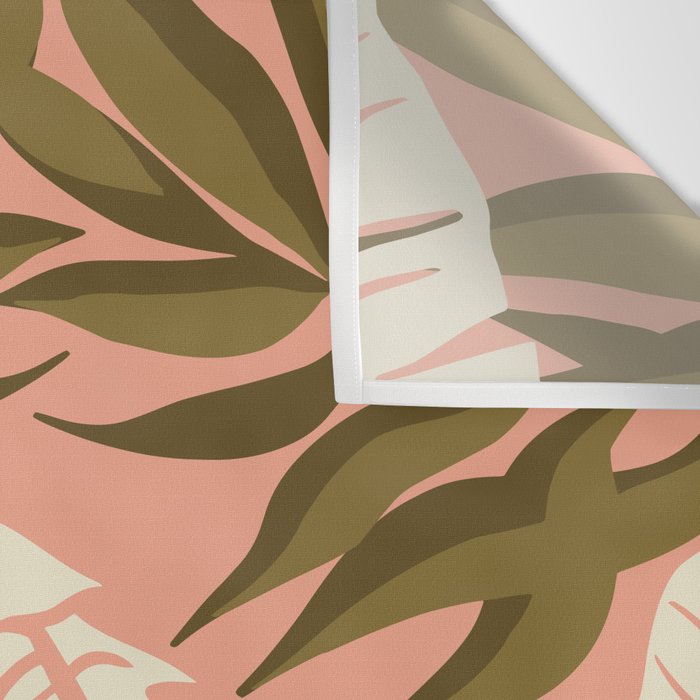 Jungle Leaf Coral Pink Wall Tapestry Gallery Image 3