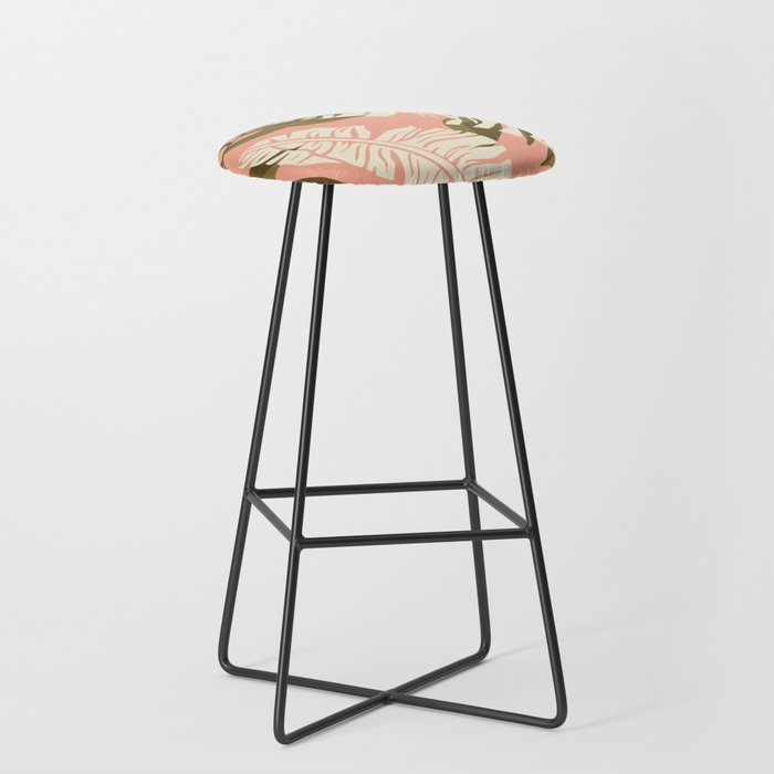 Jungle Leaf Coral Pink Stool Gallery Image 1