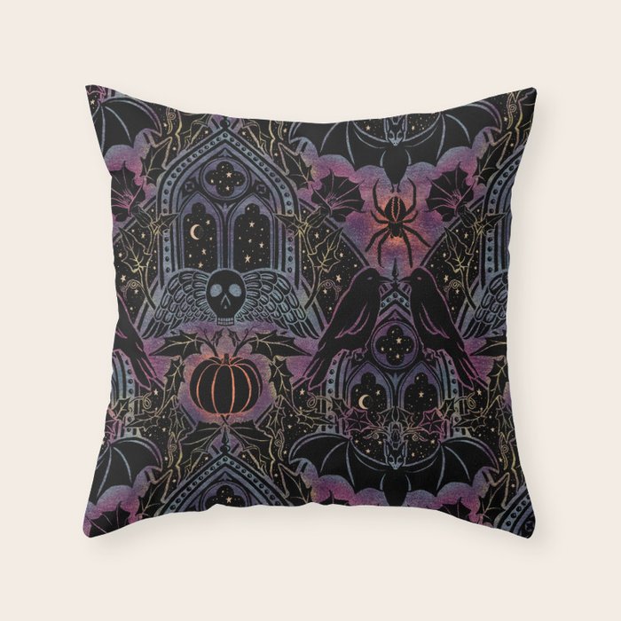 Gothic Halloween - celestial rainbow  Throw Pillow Gallery Image 6