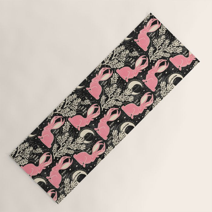 Jackalope - black and pink Yoga Mat Gallery Image 1
