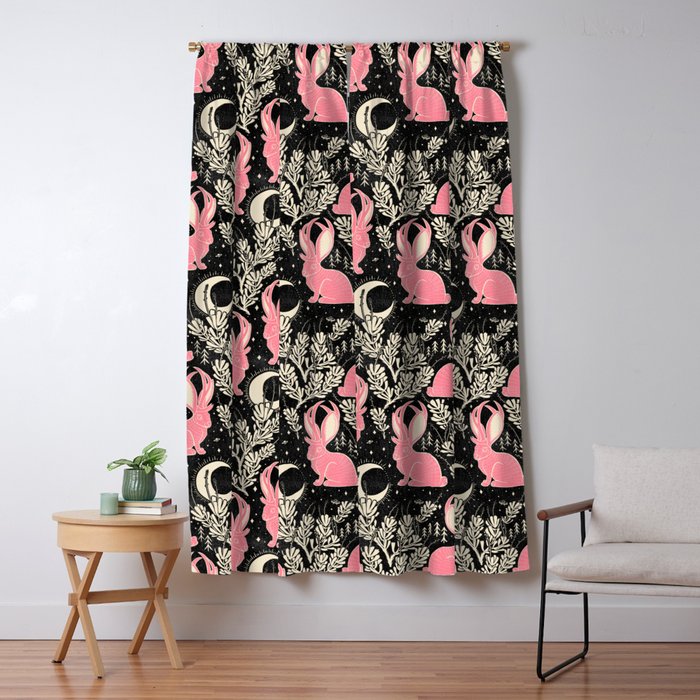 Jackalope - black and pink Window Curtain Gallery Image 5