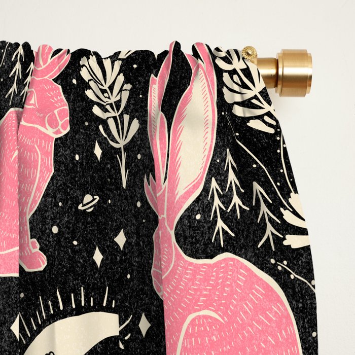 Jackalope - black and pink Window Curtain Gallery Image 2