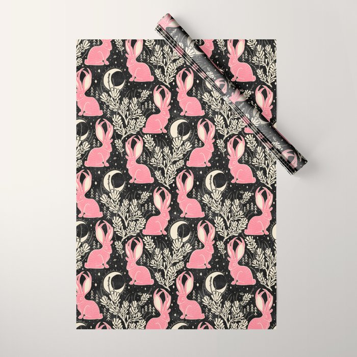 Jackalope - black and pink Wrapping Paper Gallery Image 1