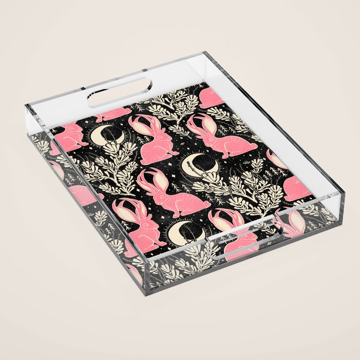Jackalope - black and pink Acrylic Tray Gallery Image 1