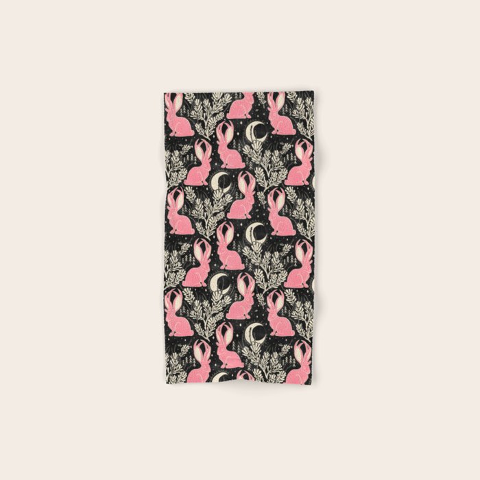 Jackalope - black and pink Bath Towel Gallery Image 1