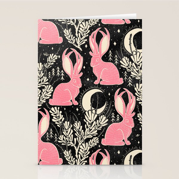 Jackalope - black and pink Stationery Card Gallery Image 2