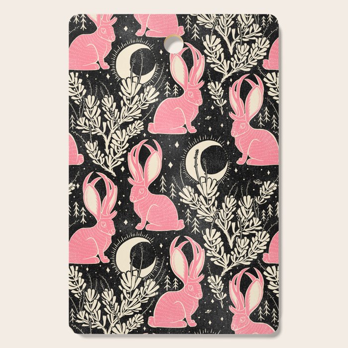 Jackalope - black and pink Cutting Board Gallery Image 1