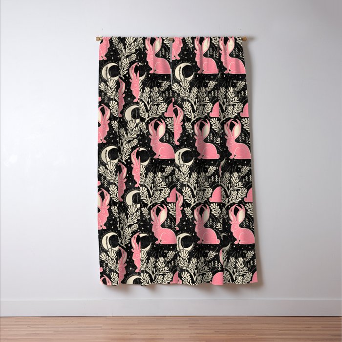 Jackalope - black and pink Window Curtain Gallery Image 3