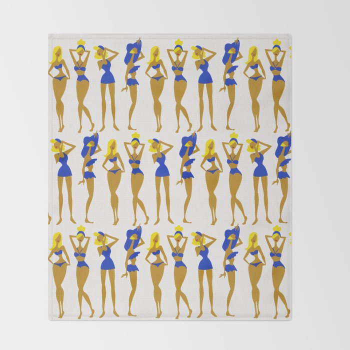 Beach Bombshells - Blondes in Blue Throw Blanket Gallery Image 2