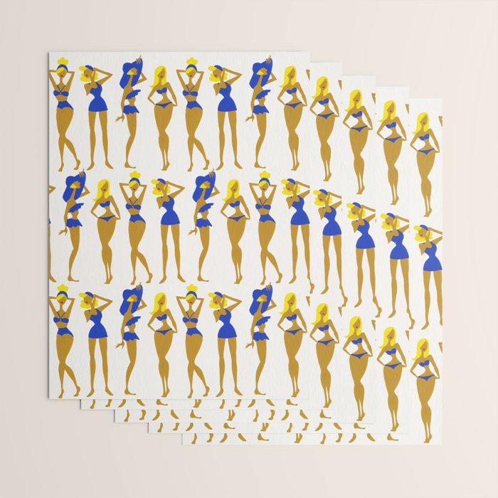Beach Bombshells - Blondes in Blue Wrapping Paper Gallery Image 3