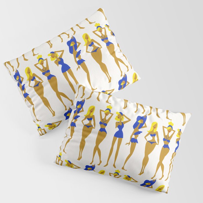 Beach Bombshells - Blondes in Blue Pillow Sham Gallery Image 1