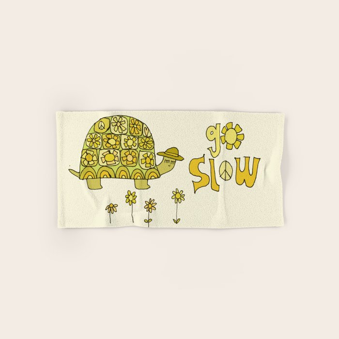 go slow retro turtle // art by surfy birdy Bath Towel Gallery Image 1