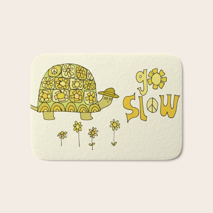 go slow retro turtle // art by surfy birdy Bath Mat Gallery Image 1