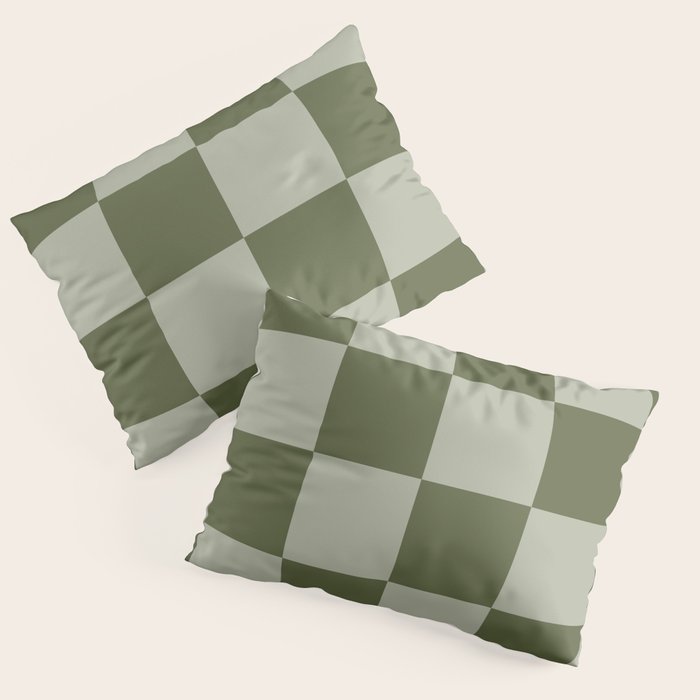 Checkered (Sage & Olive Green) Pillow Sham Gallery Image 3