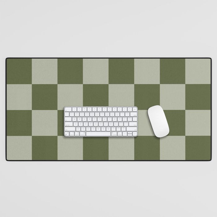 Checkered (Sage & Olive Green) Desk Mat Gallery Image 1