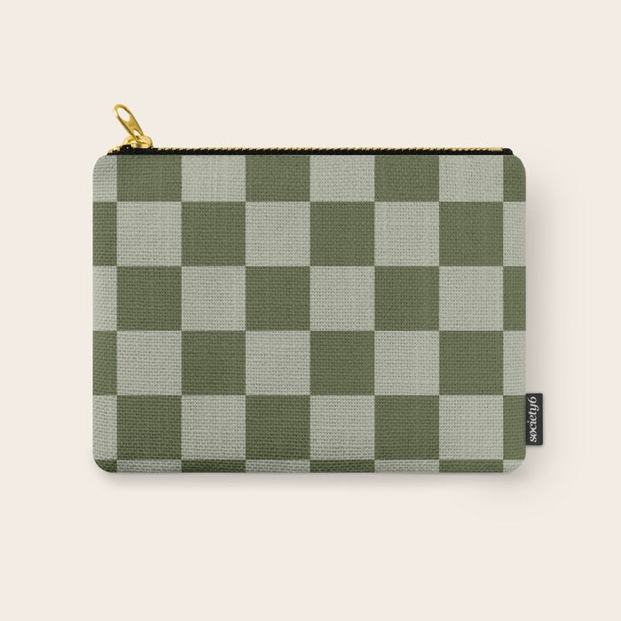 Checkered (Sage & Olive Green) Carry All Pouch Gallery Image 1