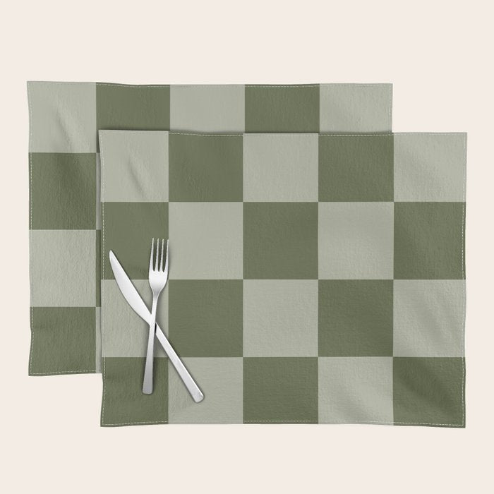 Checkered (Sage & Olive Green) Placemat Gallery Image 1