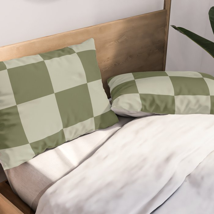 Checkered (Sage & Olive Green) Pillow Sham Gallery Image 2