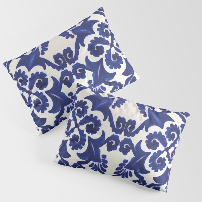 Talavera mexican tile traditional blue ceramic mosaic Pillow Sham Gallery Image 3