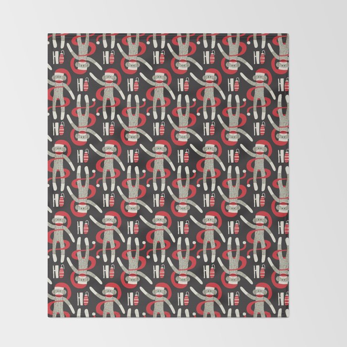Sock Monkey Santa Throw Blanket Gallery Image 2