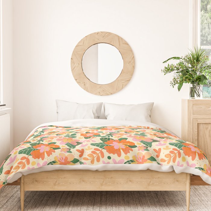 Hibiscus orange pattern Duvet Cover Gallery Image 3