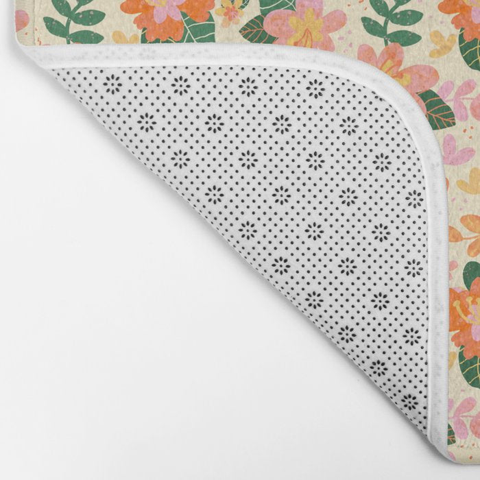Hibiscus orange pattern Bath Mat Gallery Image 2