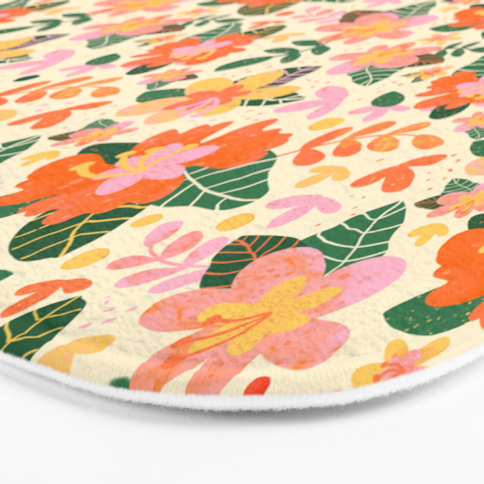 Hibiscus orange pattern Bath Mat Gallery Image 3