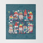 I gnome you // dark teal background little happy and lovely gnomes with rainbows vivid red hearts Throw Blanket Gallery Image 2