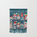 I gnome you // dark teal background little happy and lovely gnomes with rainbows vivid red hearts Wall Hanging Gallery Image 1