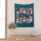 I gnome you // dark teal background little happy and lovely gnomes with rainbows vivid red hearts Wall Tapestry Gallery Image 2