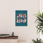 I gnome you // dark teal background little happy and lovely gnomes with rainbows vivid red hearts Poster Gallery Image 2