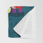 I gnome you // dark teal background little happy and lovely gnomes with rainbows vivid red hearts Throw Blanket Gallery Image 3