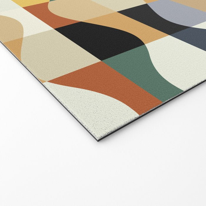 Retro Neutral Wavy Checker Welcome Mat Gallery Image 2