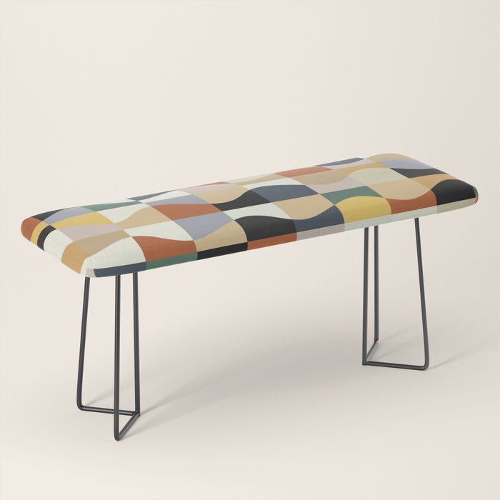 Retro Neutral Wavy Checker Bench Gallery Image 1