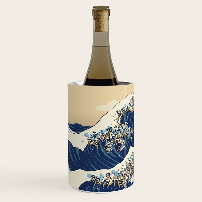 The Great Wave of Pugs Vanilla Sky Wine Chiller Gallery Image 2