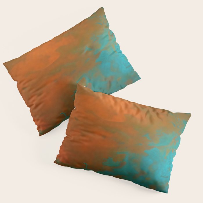 Aesthetic Copper and Aqua Blue Rust Pillow Sham Gallery Image 3