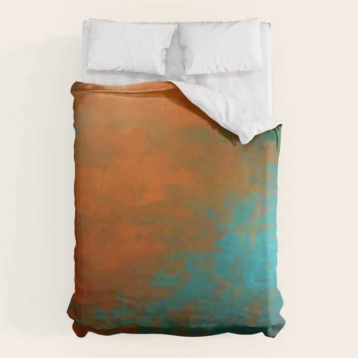 Aesthetic Copper and Aqua Blue Rust Duvet Cover Gallery Image 6
