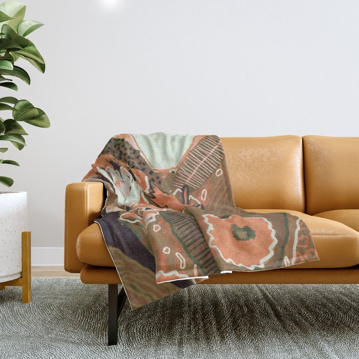 Magic Wildflowers / Orange Throw Blanket Gallery Image 1