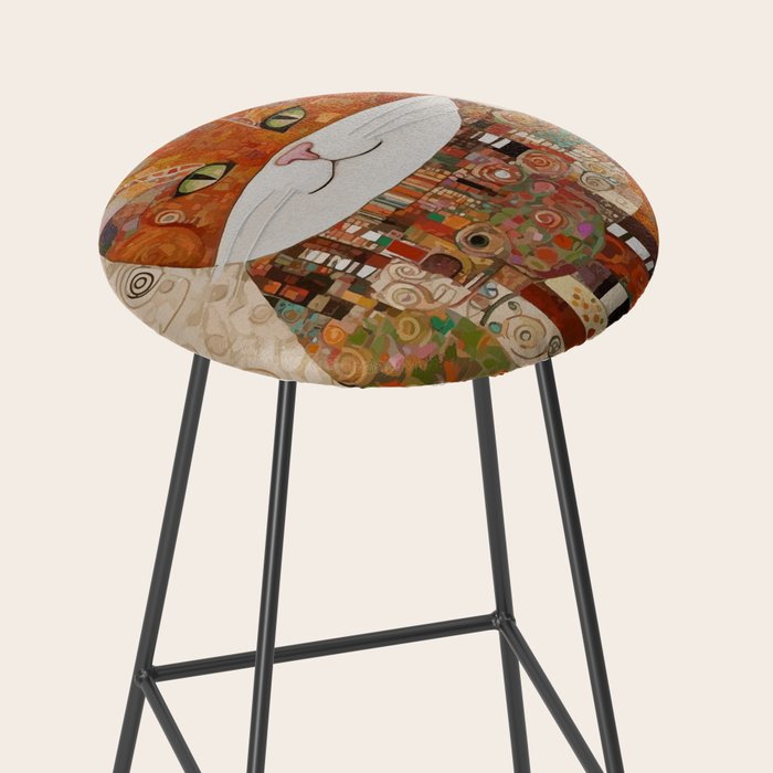 Gustav Klimt Style Cat with Geometric Patterns Stool Gallery Image 2