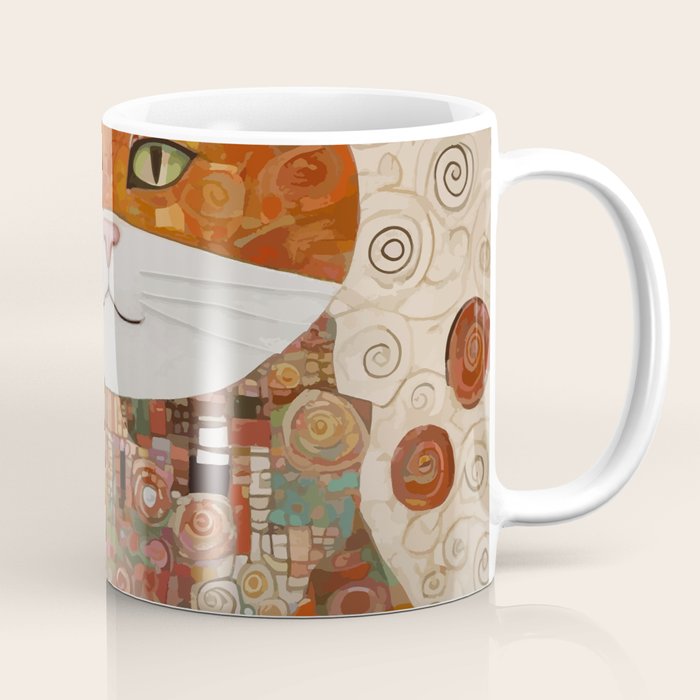 Gustav Klimt Style Cat with Geometric Patterns Coffee Mug Gallery Image 1