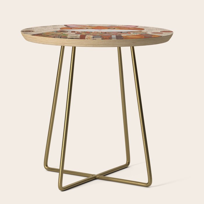 Gustav Klimt Style Cat with Geometric Patterns Side Table Gallery Image 1