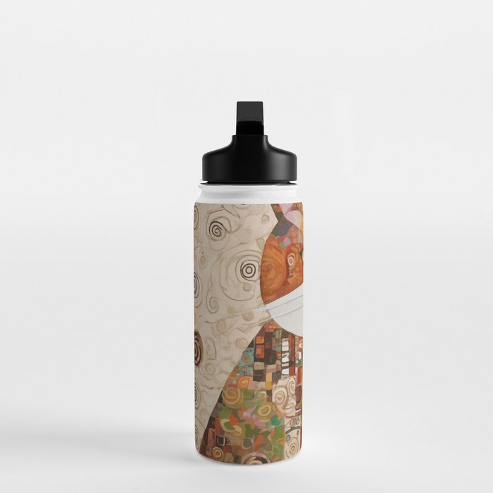 Gustav Klimt Style Cat with Geometric Patterns Water Bottle Gallery Image 3