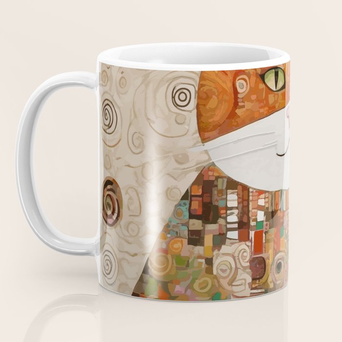 Gustav Klimt Style Cat with Geometric Patterns Coffee Mug Gallery Image 3