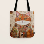 Gustav Klimt Style Cat with Geometric Patterns Tote Bag Gallery Image 1