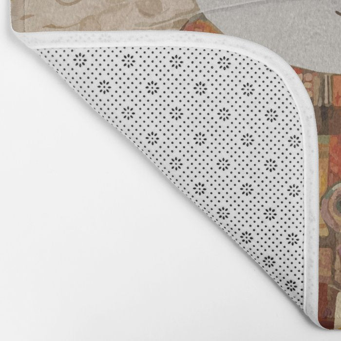 Gustav Klimt Style Cat with Geometric Patterns Bath Mat Gallery Image 2