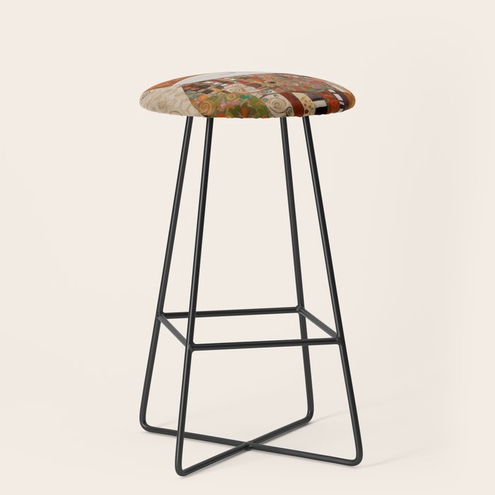 Gustav Klimt Style Cat with Geometric Patterns Stool Gallery Image 1