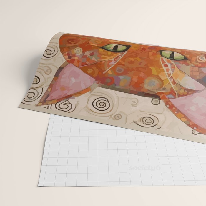 Gustav Klimt Style Cat with Geometric Patterns Wrapping Paper Gallery Image 2